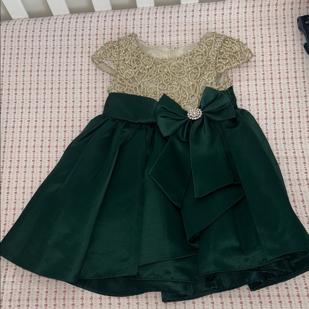 Rare Editions Gold and Green Formal Kids Dress